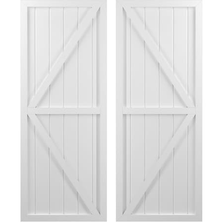 Americraft 6-Board Wood 2 Equal Panel Frmd Board-n-Batten Shutters W/ Dubl Z-Bar, ARW102BF621X55WHH